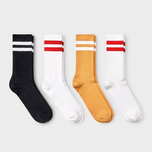 Men's Striped Varsity Crew Socks 4pk - Original Use™ Yellow/Red 6-12