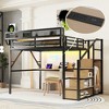 Racxily Loft Bed with Desk and Charging Station, Metal Loft Bed with Stairs and Light for Kids Teens - 4 of 4