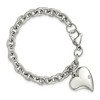 Black Bow Jewelry Women's 6mm Stainless Steel Heart and CZ Charm Bracelet, 7.5 Inch - 3 of 4