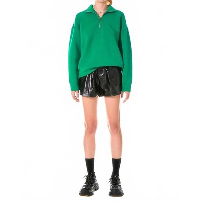 Women's High-waisted Faux Leather Shorts - Grey Lab