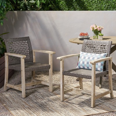 Maggift Patio Accent Chairs Set of 2, Outdoor Chair, Park Love Seat with Breathable Sling Fabric for Lawn, Garden and Porch, Gray,23.75"*26.25"*33.75"