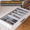 7-Piece Bamboo Drawer Organizer Set – Multi-Use Divider Bins for Kitchen, Bathroom, Office, and Makeup Storage, Gray - 4 of 4