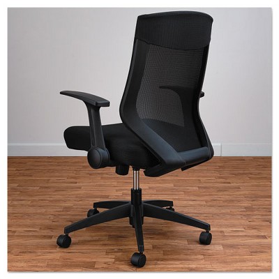 Black Adjustable Mid-Back Mesh Office Chair with Flip-Arm