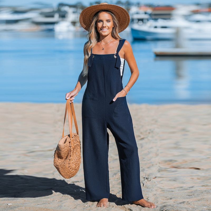 Women's Navy Square Neck Straight Leg Jumpsuit - Cupshe, 4 of 7