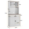 71" Tall Kitchen Pantry Cabinet with Microwave Stand, Freestanding Hutch Buffet Storage with Glass Doors & Shelves for Dining Room & Home - 2 of 2