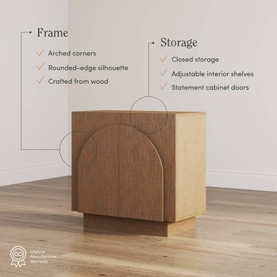 Mid-Century Modern Light Brown Wood Storage Cabinet with Adjustable Shelves