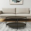 HomeRoots 26" Antiqued Bronze and Black Steel Oval Two Tier Coffee Table - 2 of 4