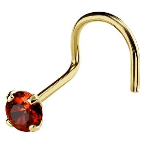 Jewelry Avalanche 22G 14K Gold Nose Screw Nose Stud with Garnet Gemstone - 1 of 2