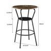 DOMETOUR Round Bar Table and Stool Set with Shelf Upholstered Stool with Backrest Brown - 3 of 4