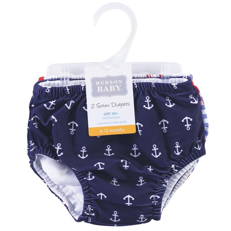 Hudson Baby Infant and Toddler Boy Swim Diapers, Anchors, 3 of 6