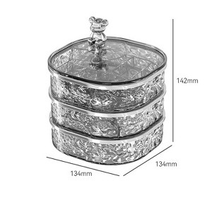 HTUTWOO 360-Degree Rotating Jewelry Organizer, 3-Layer Acrylic Storage Box, With Handle Clear Display Case For Rings Earrings Jewelry Accessories - 1 of 4