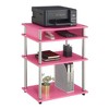 Breighton Home Designs2Go No Tools Printer Stand with Shelves in Pink/Chrome - 3 of 4