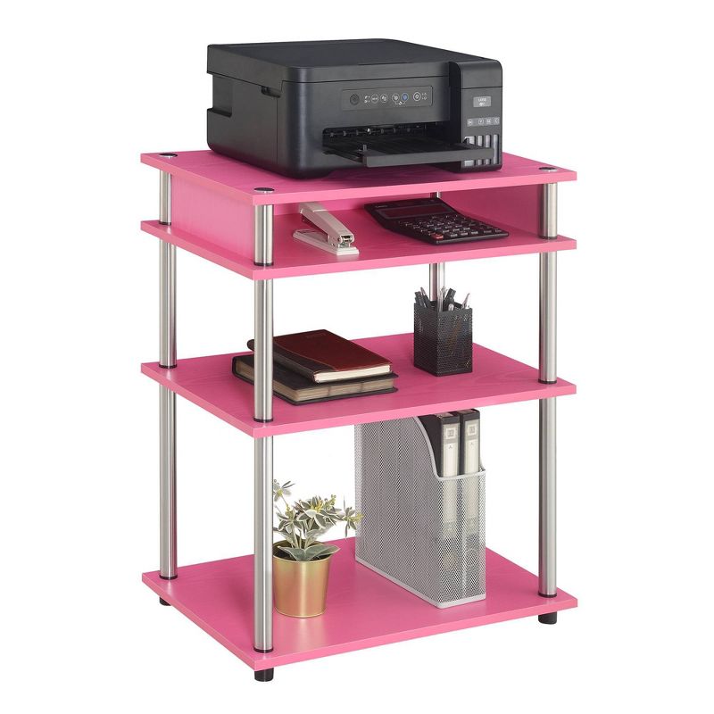 Designs2Go No Tools Printer Stand with Shelves Pink/Chrome - Breighton Home, 3 of 9