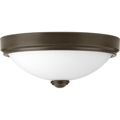 Brushed Nickel 11" LED Flush Mount with White Linen Glass