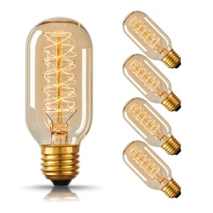 YANSUN 40-Watt Equivalent, T45 Soft White (2700K) Edison Incandescent Bulbs, Dimmable (4-Pack) - 1 of 4