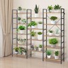 Tangkula Triple Wide 5 Tiers Bookshelf Open Display Shelves w/ Metal Frame Rustic Brown - 4 of 4