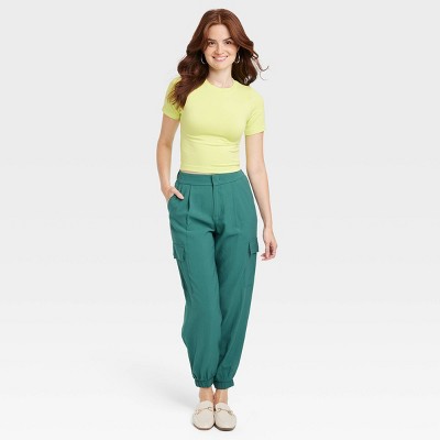 Women's High-rise Modern Ankle Jogger Pants - A New Day™ Teal Xl : Target