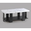Gray 3-Piece Cocktail Set White Faux Marble Table Top Coffee Table and Two Matching End Tables Living Room Wooden Furniture White Black - 2 of 4