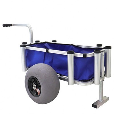 Juggernaut Storage Durable Aluminum Fishing and Marine Outdoor Rolling Utility Cart with Large Tires for Hauling Gear and Equipment, Blue