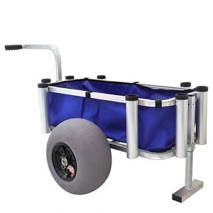 Juggernaut Storage Durable Aluminum Fishing and Marine Outdoor Rolling Utility Cart with Large Tires for Hauling Gear and Equipment, Blue - 1 of 4