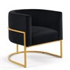 PAGED Modern Accent Chair, Barrel Dining Chair with Curve Backrest and Metal Legs, Velvet Fabric Living Room Chair for Bedroom Furniture - 2 of 4