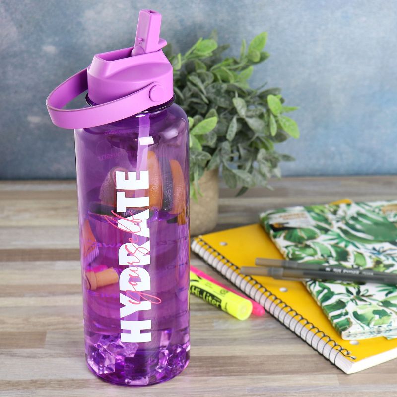 Gibson Home Brever 50oz Hydrate Yourself Hourly Motivation Water Bottle in Purple, 2 of 8