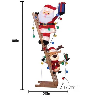 Holiday Living Santa & Moose on Ladder Christmas Sculpture - Thumbnail 5