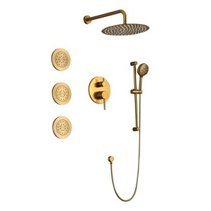 PAGED Full Body Shower System Rain Shower Head with Body Jets and 3 Functions Pressure Balance Shower Valve for Bathroom, Restroom - 1 of 4