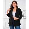 Coolmee Women's Plus Size Blazer 3/4 Sleeve Notch Panel Work Business Casual Outfits Dressy Suit Pockets Jacket Peplum Blazers - 3 of 4