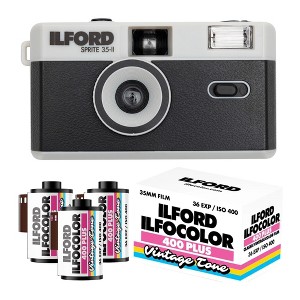 Ilford Sprite 35 II Reloadable Analog Film Camera and Film Roll 3 Pack Bundle - 1 of 4