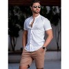 Men's Muscle Dress Shirts Slim Fit Stretch Banded Collar Short Sleeve Casual Button Down Shirt - 2 of 4