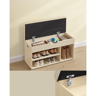 Natural Beige Particleboard Storage Bench with Cushion