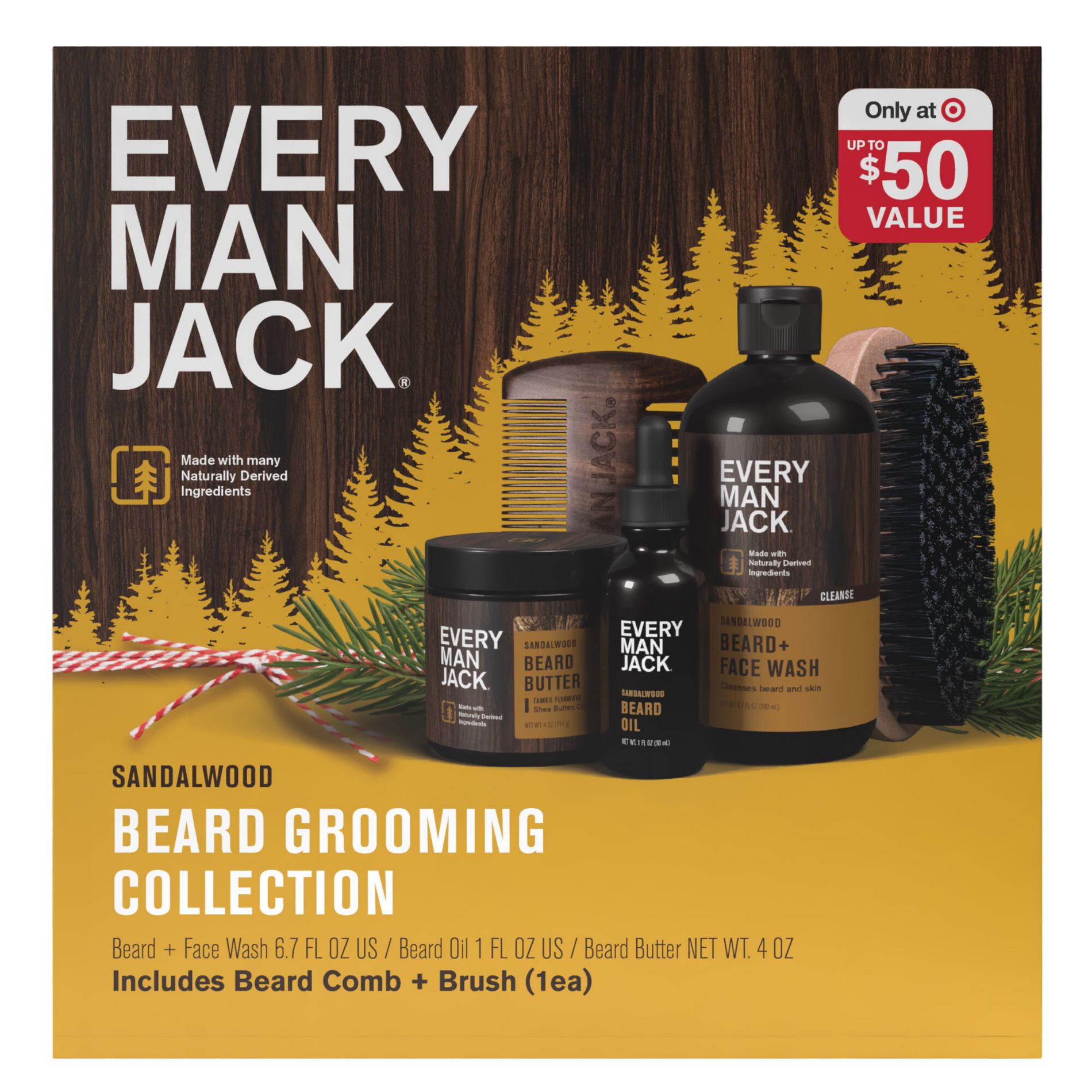 Every Man Jack Sandalwood Holiday Beard Grooming Collection - 4ct