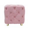 Grungis Modern Square Velvet Upholstered Ottoman, Exquisite Small End Table with Soft Foot Stool, Comfortable Seat for Living Room, Entrance, Pink - 4 of 4