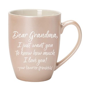 Elanze Designs Dear Grandma Love You-Favorite Grandchild White and Precious Pearl 10 ounce New Bone China Coffee Cup Mug - 1 of 4