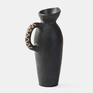 Mela Artisans Longpi Black Clay Vase – Earthy Handcrafted Accent - 1 of 4