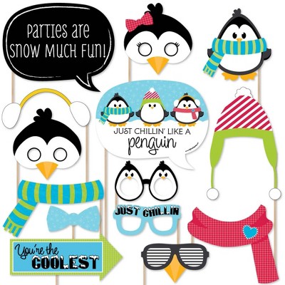 Big Dot of Happiness Holly Jolly Penguin Christmas - Holiday Photo Booth Props Kit - 20 Count