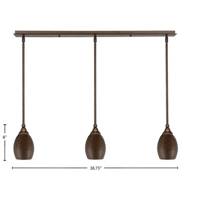 Toltec Lighting Any 3 - Light Chandelier in  Bronze with 5" Bronze Oval Metal Shade Shade