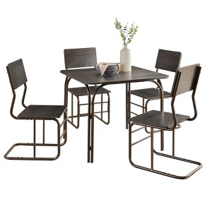 Dining Table Set for 4, 5-Piece Dining Room Table with One Table and Four Chairs, Kitchen Table Set for Bistro, Dining Room, Apartment Small Space - 1 of 4