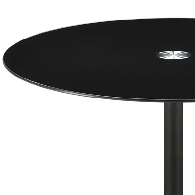Modern Round Black Metal and Glass End Table