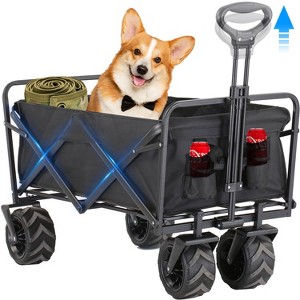 Musment Collapsible Foldable Wagon Cart, 350lbs Large Capacity Folding Wagon Cart with All-Terrain Wheels - 1 of 4