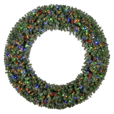 Evergreen Classics Pre-Lit  LED Light Holiday Wreath with Artificial Branch Tips for Indoor and Outdoor Use