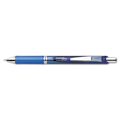 Pentel EnerGel RTX Retractable Liquid Gel Pen .5mm Silver/Blue Barrel Blue Ink BLN75C