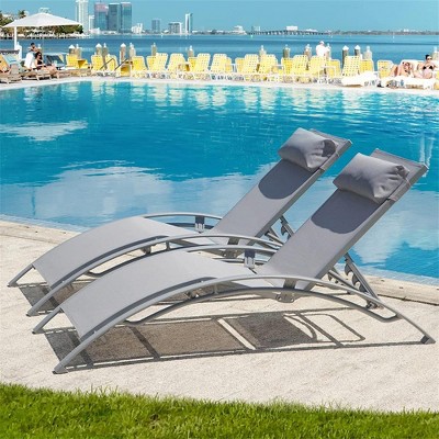 SKRAN Outdoor Patio Recliner Chairs Lounge with Adjustable Backrest and Removable Pillow for Indoor,Outdoor
