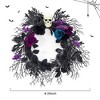 WhizMax Halloween Skull Wreath for Front Door with Lights, 20 Inch Pre-Lit Black Purple Rose Spider,  for Home Wall Porch Outdoor Indoor - 4 of 4