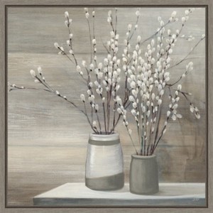 Amanti Art Willow Still Life Gray Pots Crop by Julia Purinton Framed Canvas Wall Art - 1 of 4