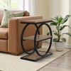 Lirago 11.8" rectangle 3-Tier Metal End Table - Industrial Side Table with Storage Shelf for Living Room Bedroom Brown - 2 of 4
