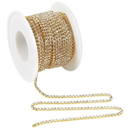 7 Rolls Crystal Rhinestone Adhesive Strips for Crafts, Decor, Gifts (4  Sizes, Gold)