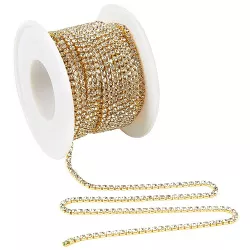 Juvale 11 Yards Rhinestone Chain, Gold Trim Bling String for DIY Jewelry Making, Crafts, Shoe Charms, 2mm Wide
