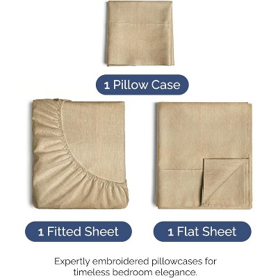 Heathered Tan Twin Microfiber Deep Pocket Sheet Set